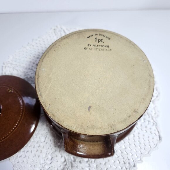 Pearsons Of Chesterfield Vintage Stoneware Bean Pot 1 Pint Brown Made In England - Picture 10 of 11